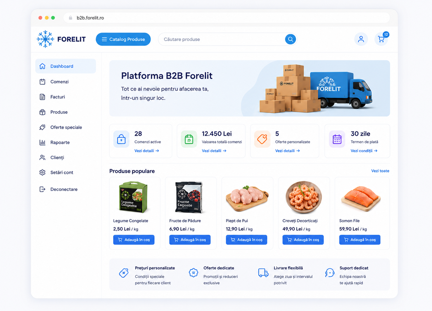 Platforma B2B b2b.forelit.ro, construită pe WooCommerce