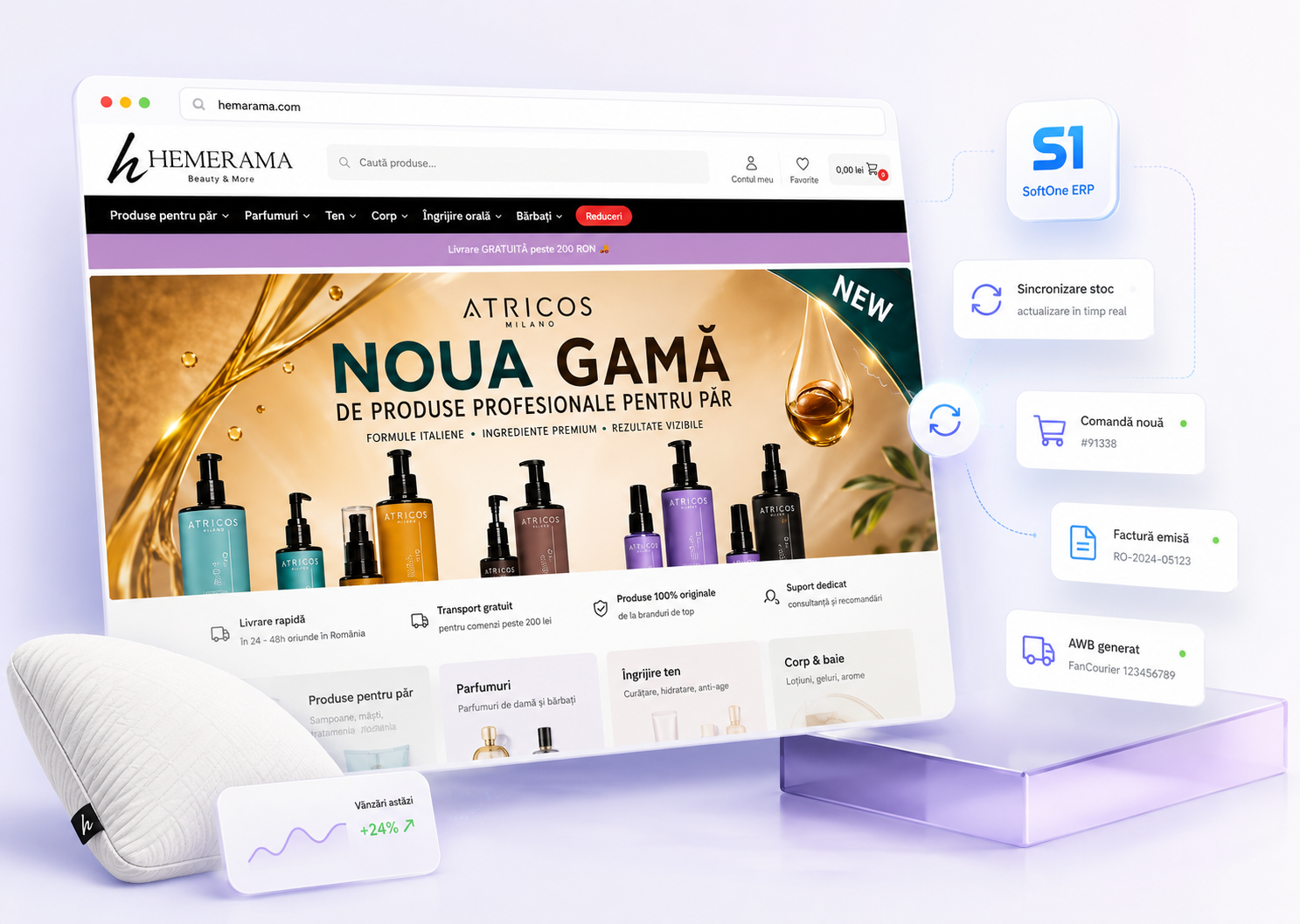 Magazin hemerama.com, sincronizat cu SoftOne ERP