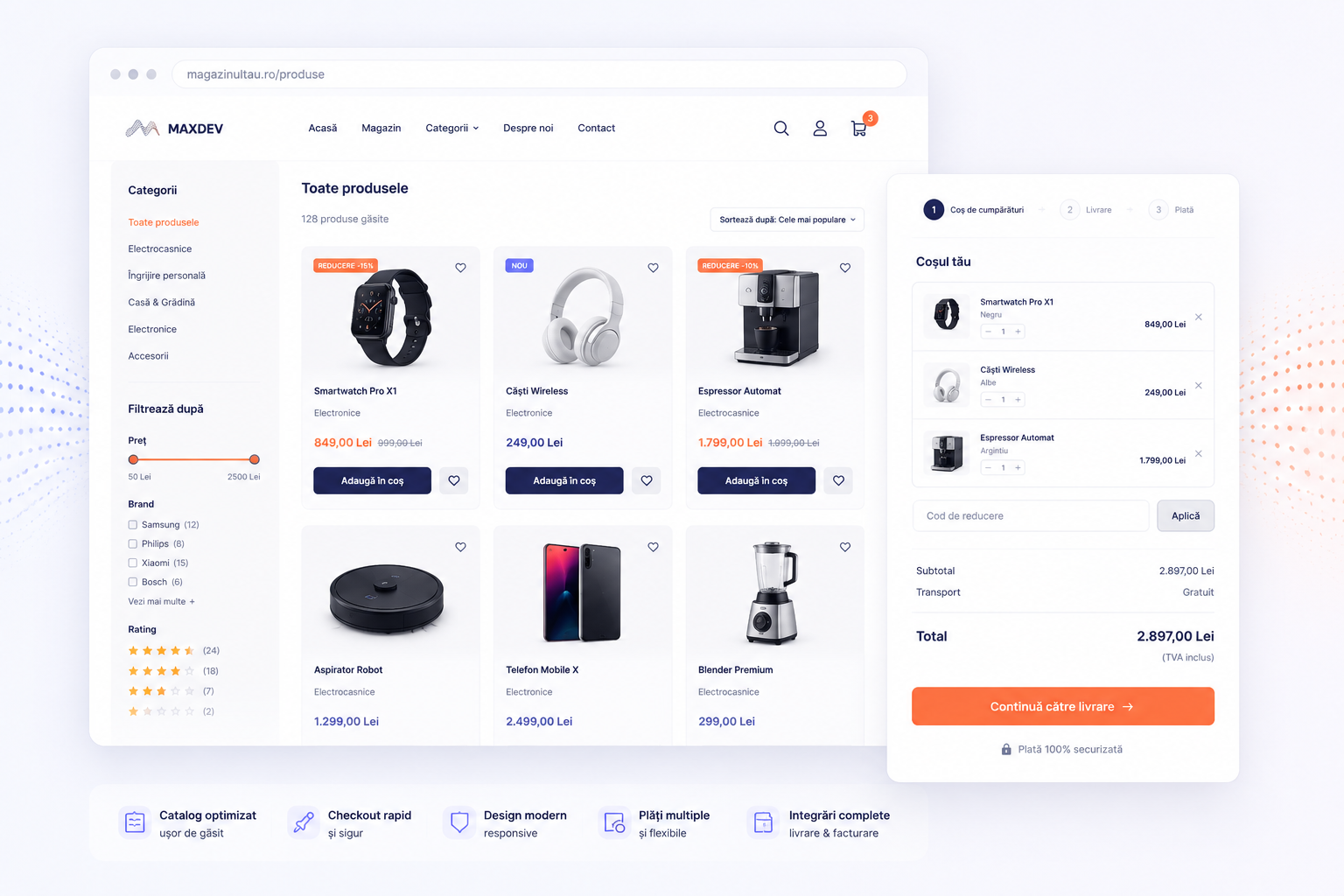 Product catalog and checkout for an online store