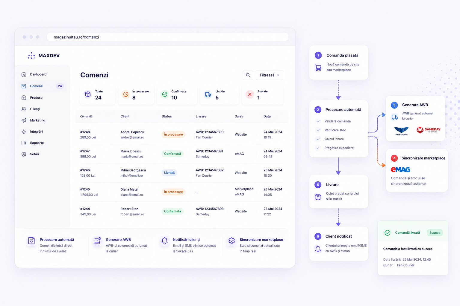 Automated order and shipping flow for eCommerce