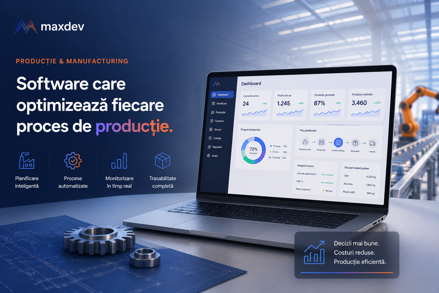 Production tracking dashboard for manufacturing