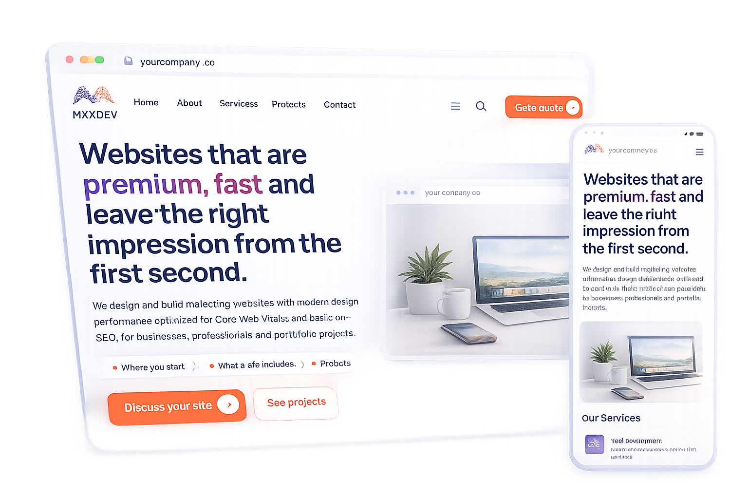 Website de prezentare premium, rapid, pe desktop și mobil