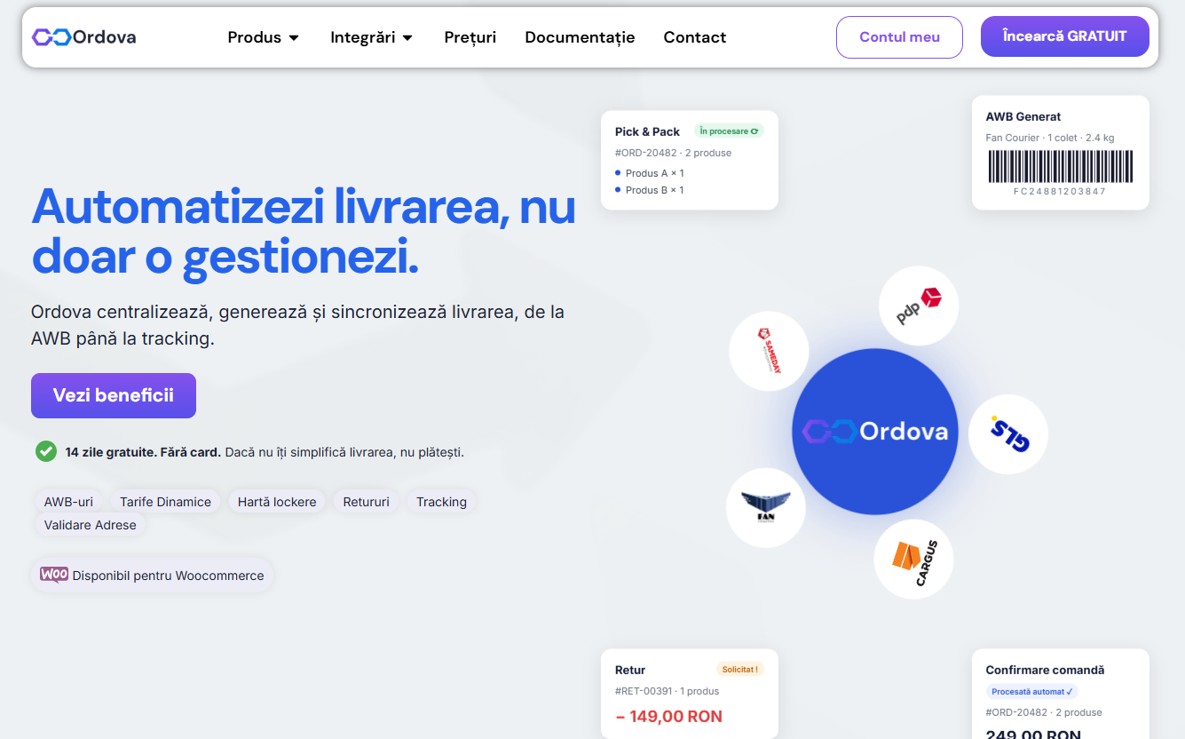 Panoul Ordova: integrări curieri, AWB generat automat și tracking comenzi